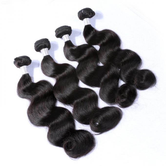 自然で黒いペルーの人間の毛髪ボディ波100%の元のバージンの毛のよこ糸