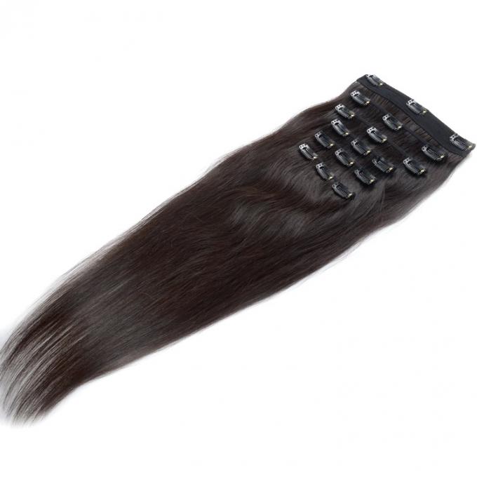 毛延長6部分が付いている100%のバージンの毛の色のレミー自然で黒いクリップ