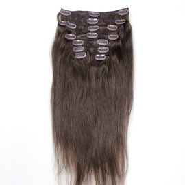 中国 毛延長クチクラ120グラムの焦茶色#2のブラジルの人間の毛髪クリップは8pcsを一直線に並べました サプライヤー