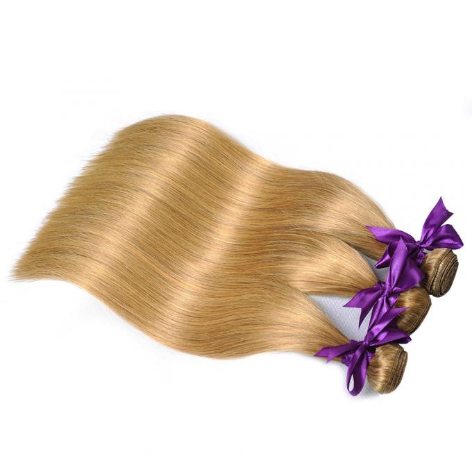 着色されたブラジル人のオンブルの毛の織り方のよこ糸#27色のまっすぐなバージンの毛延長